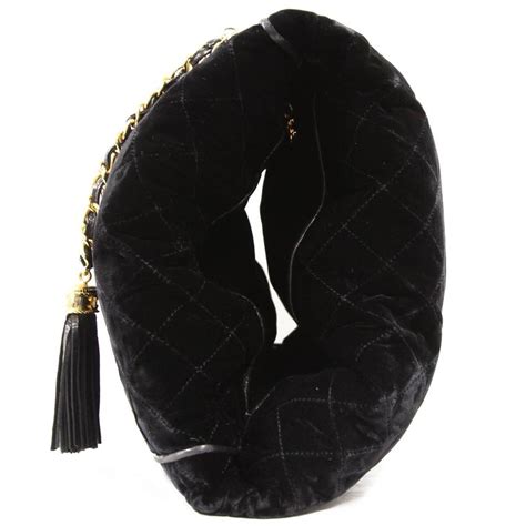 chanel matelassé black silk velvet muff for sale|chanel wallet on chain.